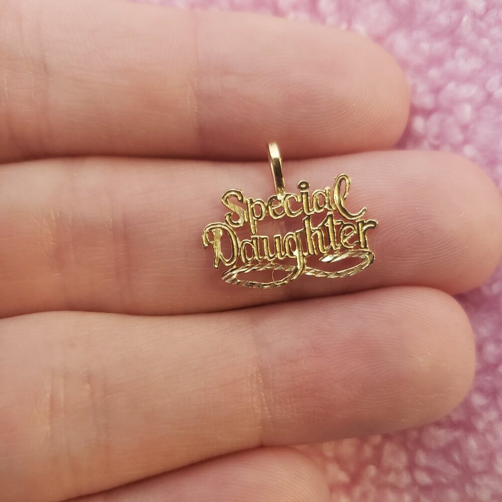 Solid 14k gold special daughter necklace pendant